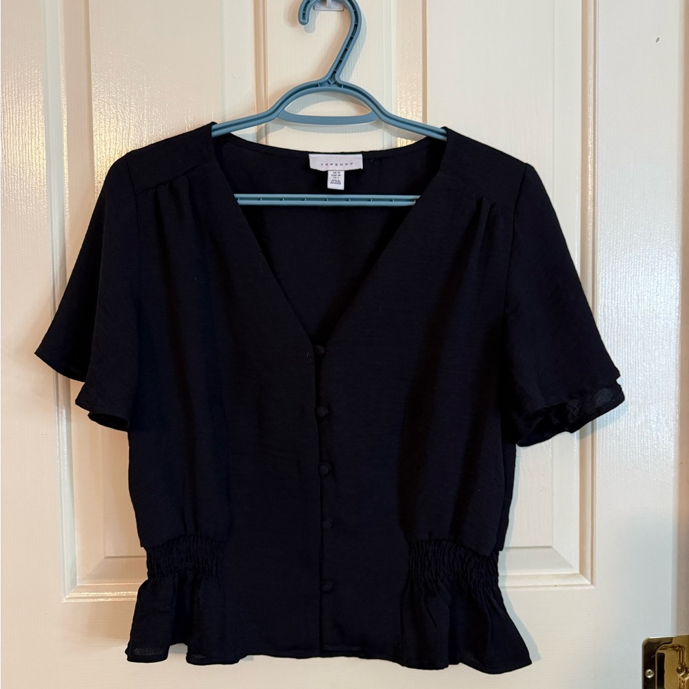 Topshop Black Short Sleeve Blouse